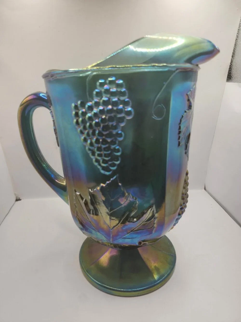 Vintage Indiana Glass Blue Carnival Glass Pitcher